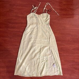 Forever 21 Pale Like Green Spaghetti Strap Linen Midi Sundress